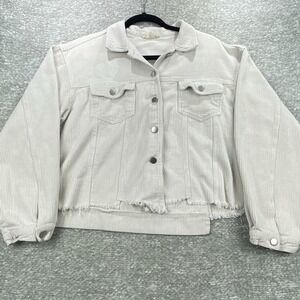 Altard State  Womens‎ Medium Crop Shacket Jacket Corduroy Trucker Distressed